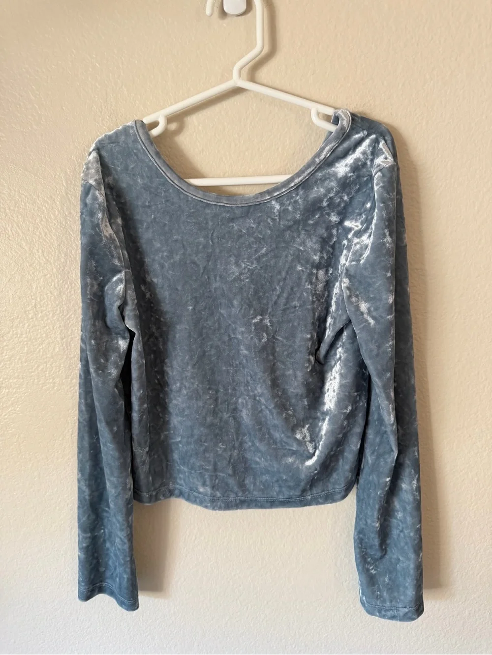 GAP Crushed Velvet Long Sleeve Top - Steel Blue